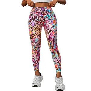 Hot Selling Women's Yoga Pants Printed Breathable Sweat Absorbent Butt Lifting Tight Sports Outer Wear Long Pants for Women