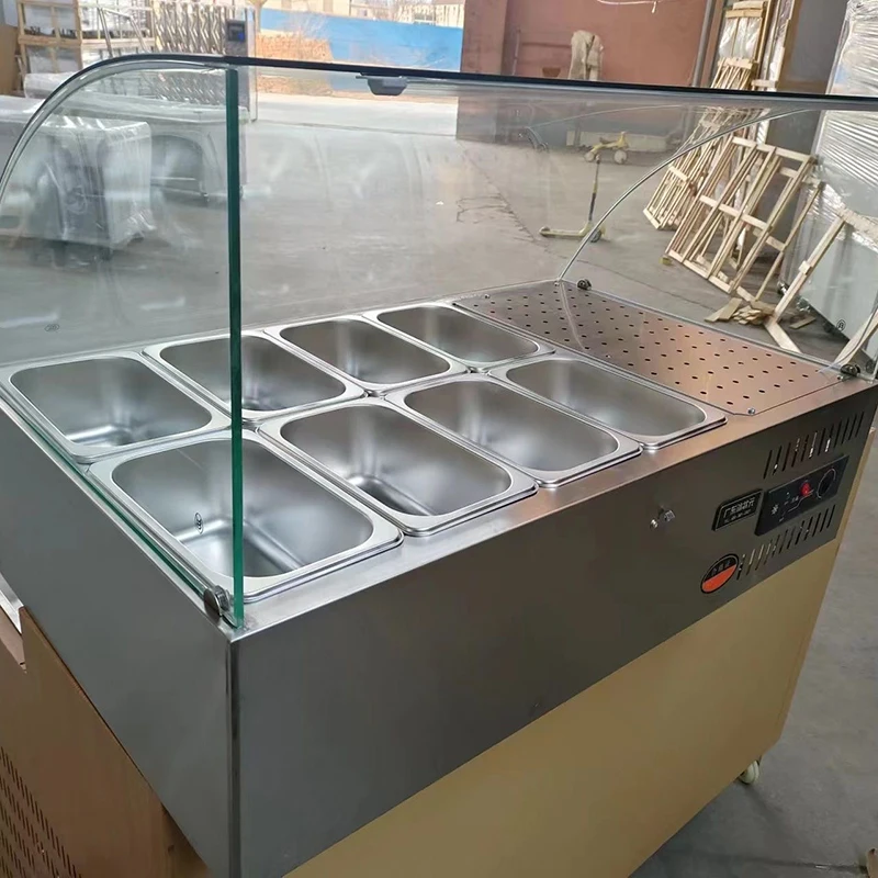Factory Direct Customizable Stainless Steel Salad Bar Display Cabinet High Quality Cooler With Cool Climate for Sale