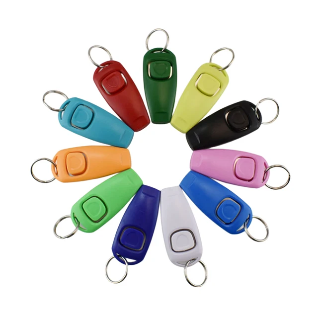 Amaz 2-in-1 Dog Training Clicker Pet Clicker+Whistle Interaction with Dog Gadget Dog Training Whistle with Keychain