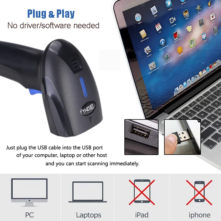 Durable and Practical 2D Wired Barcode Scanner Can Scan QR PDF417 Data Matrix 2D Code