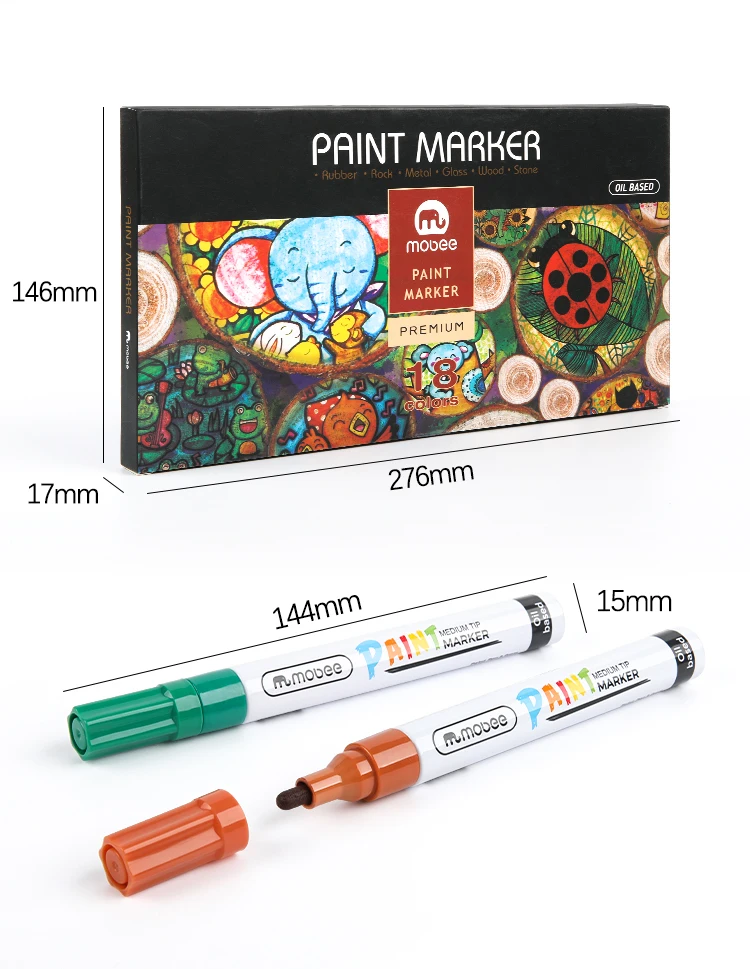 Mobee P862a Low Odour Waterproof Paint Marker Of 12 Customized Paint