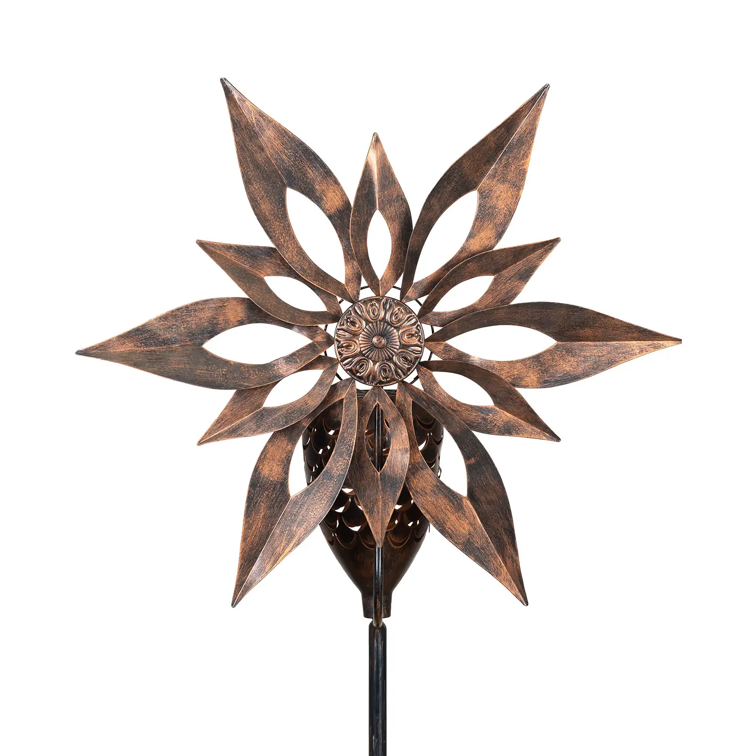  Kinetic Wind Sculpture Copper Metal Solar Wind Spinner Copper