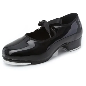 Girl's Tap Shoes Kids Lace-up Tap Dancing Shoes Black PU Tap Dance Shoes for Girls Dancing Shoes for Women