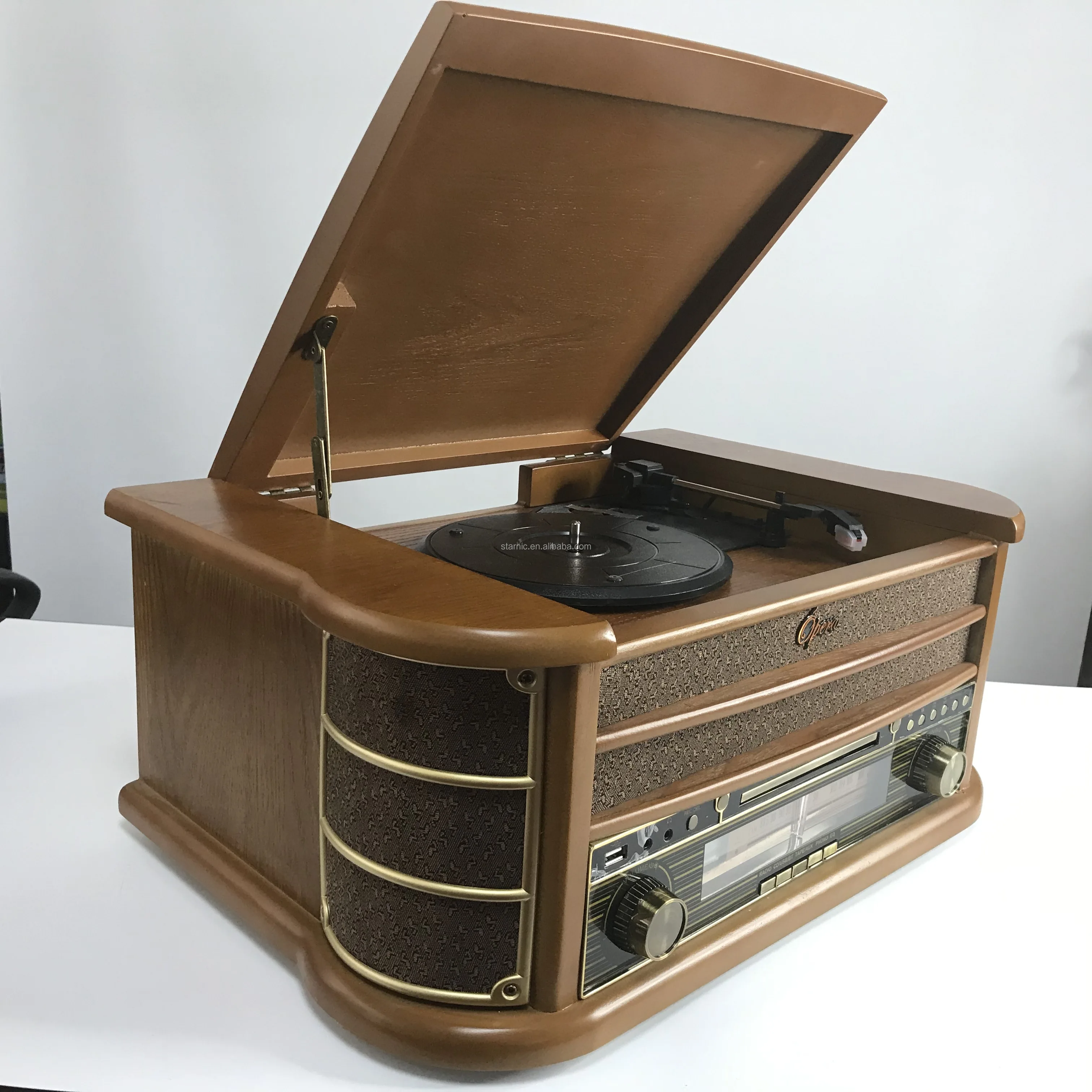 Cassette Recorder Turntables USB SD Wireless Wooden Player Vinyl  Gramophone Home CD Player With EQ Function