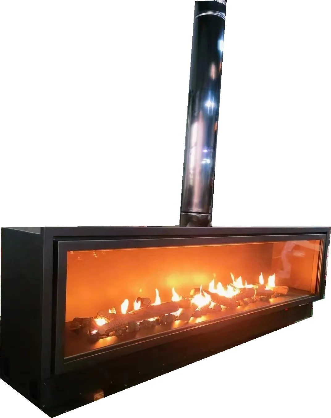 Customized Any Size Cheap Household Gas Fireplace Two-Sided Gas Fireplace Vented Remote Control Rectangle Gas Fireplace