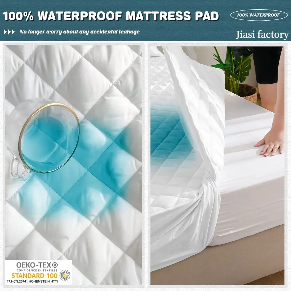 Hotel Use Waterproof Mattress Protector Bulk Soft Breathable Anti-Dust Mite Noiseless Fitted Encasement Cover OEKO-TEX Standard