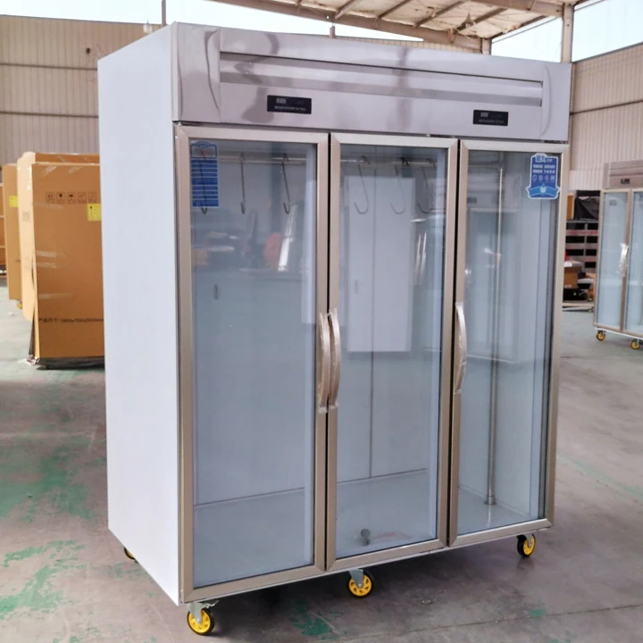 Glass Meat Hanging Refrigerator Meat Rack Fridge Meat Pork Beef Hanging Refrigerated Showcase Sausages