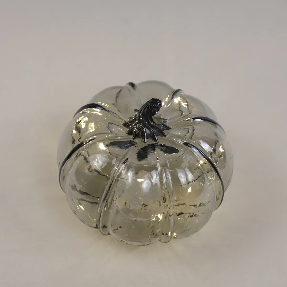 Simplicity Clear Glass Grey Transparent Hollow Imitation Pumpkin Model Battery Operated Glowing Home Thanksgiving Outdoor Garden supplier