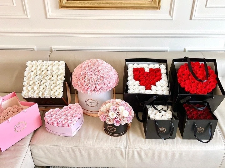 Custom Black Printing Paper Cardboard Wedding Gift Luxury Round Rose ...