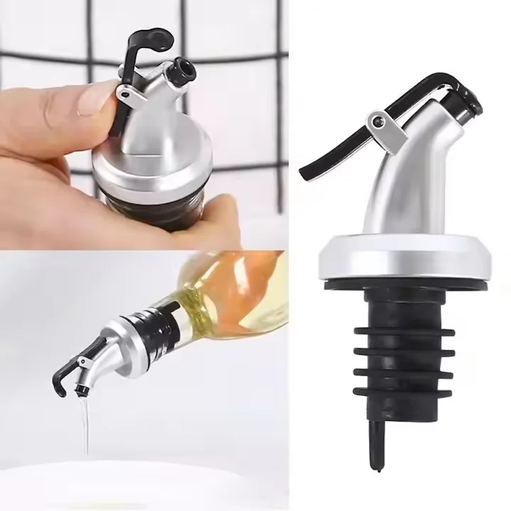 Lever pourer, stopper and oil flow reference