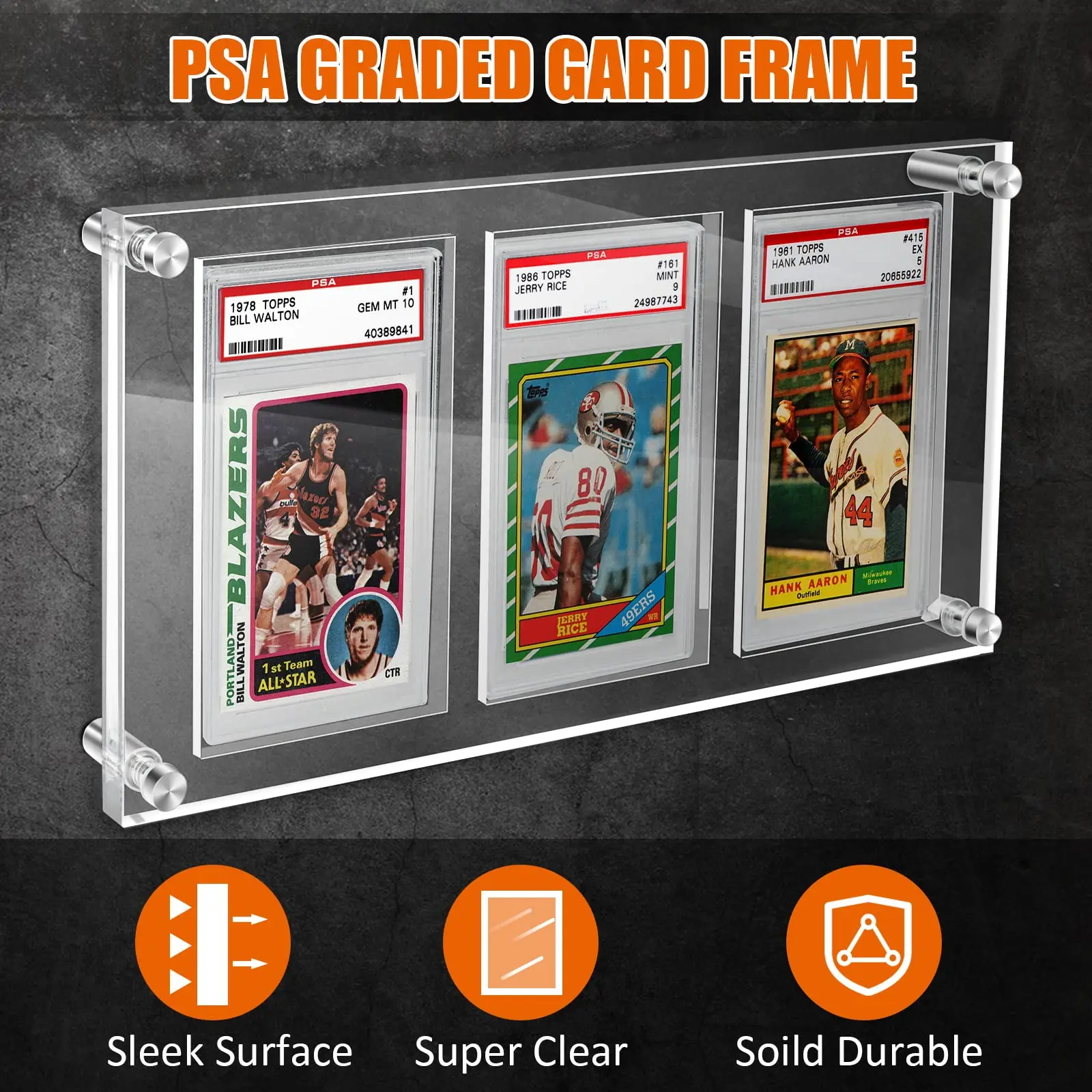 product trading card frame psa trading card display acrylic frame for wall  psa holder graded sports card display  clear-6