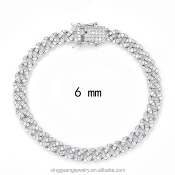 Wholesale Price Jewelry Fashion Charming 925 Sterling Silver VVS Moissanite Cuban Chain Bracelet for girl lady women