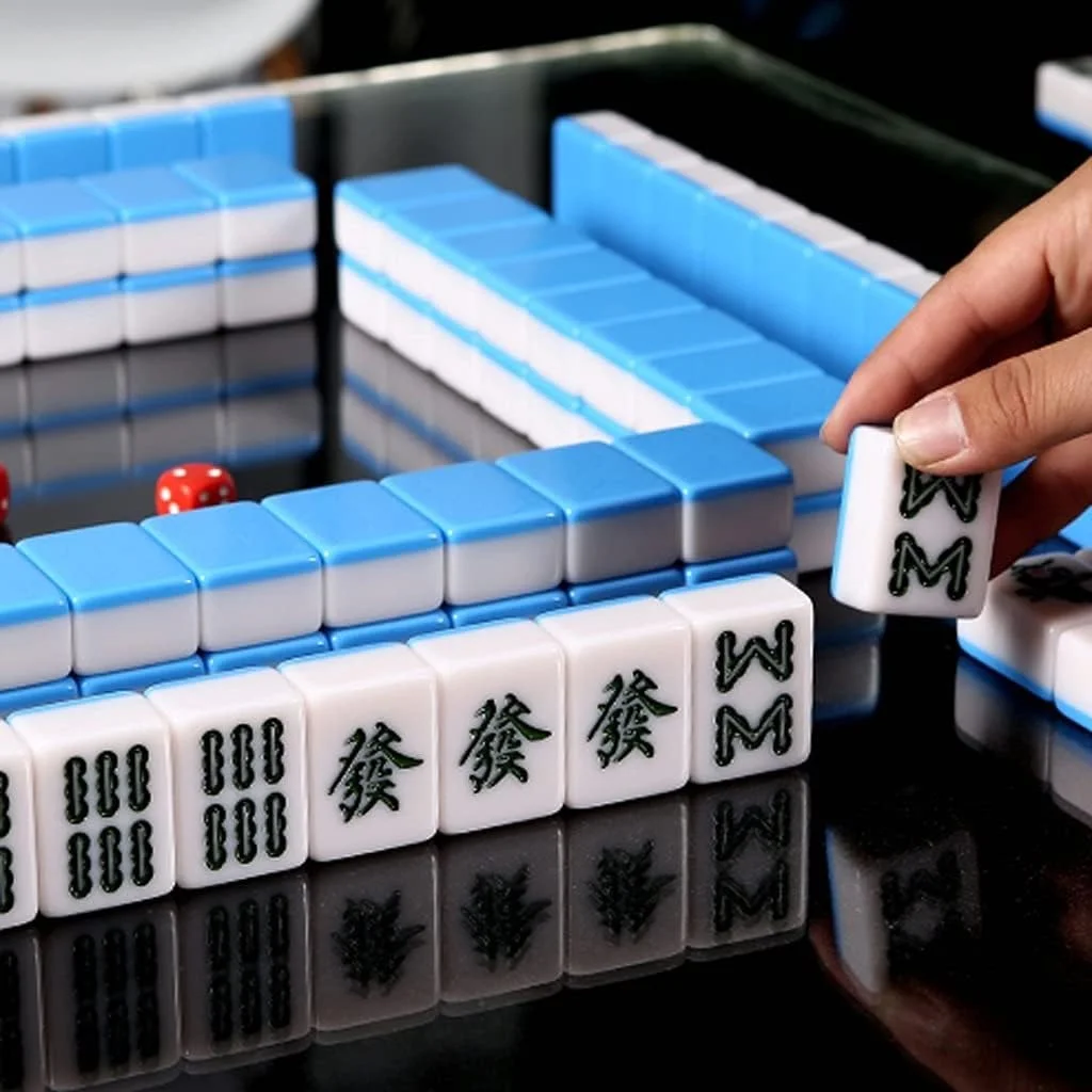 Jeu De Mahjong Portable – 144 Tuiles En Mélamine – Set Complet Avec Dés Et Rangement – Idéal Pour Voyages Et Soirées