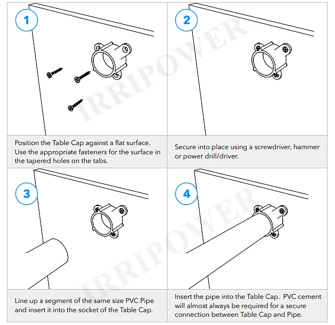 1 Inch Pvc Table Leg Cap Fittings Furniture Grade Rod Holder With