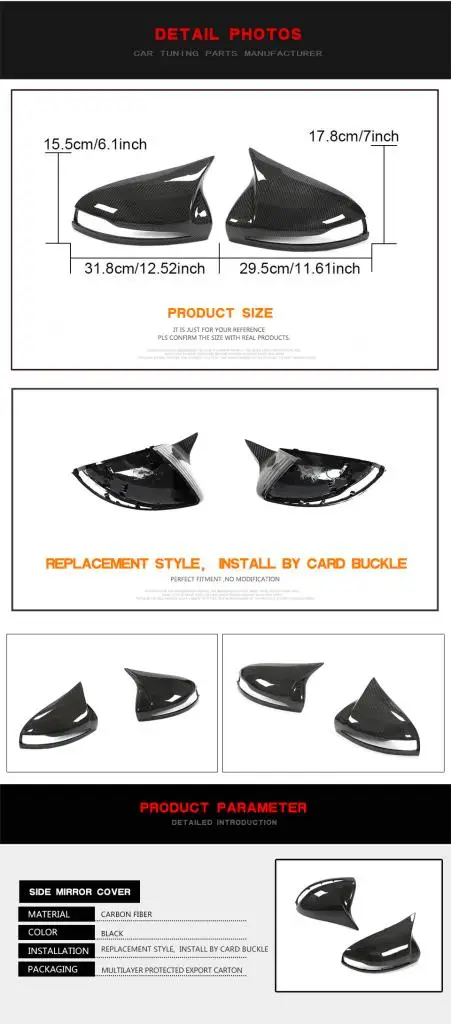 Replacement Carbon Fiber W205 Side Mirror Covers for Mercedes Benz W238 ...