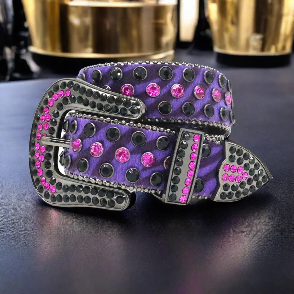 Elastic Belt Studded Rhinestone Belt Fashion Punk Rhinestone Men's