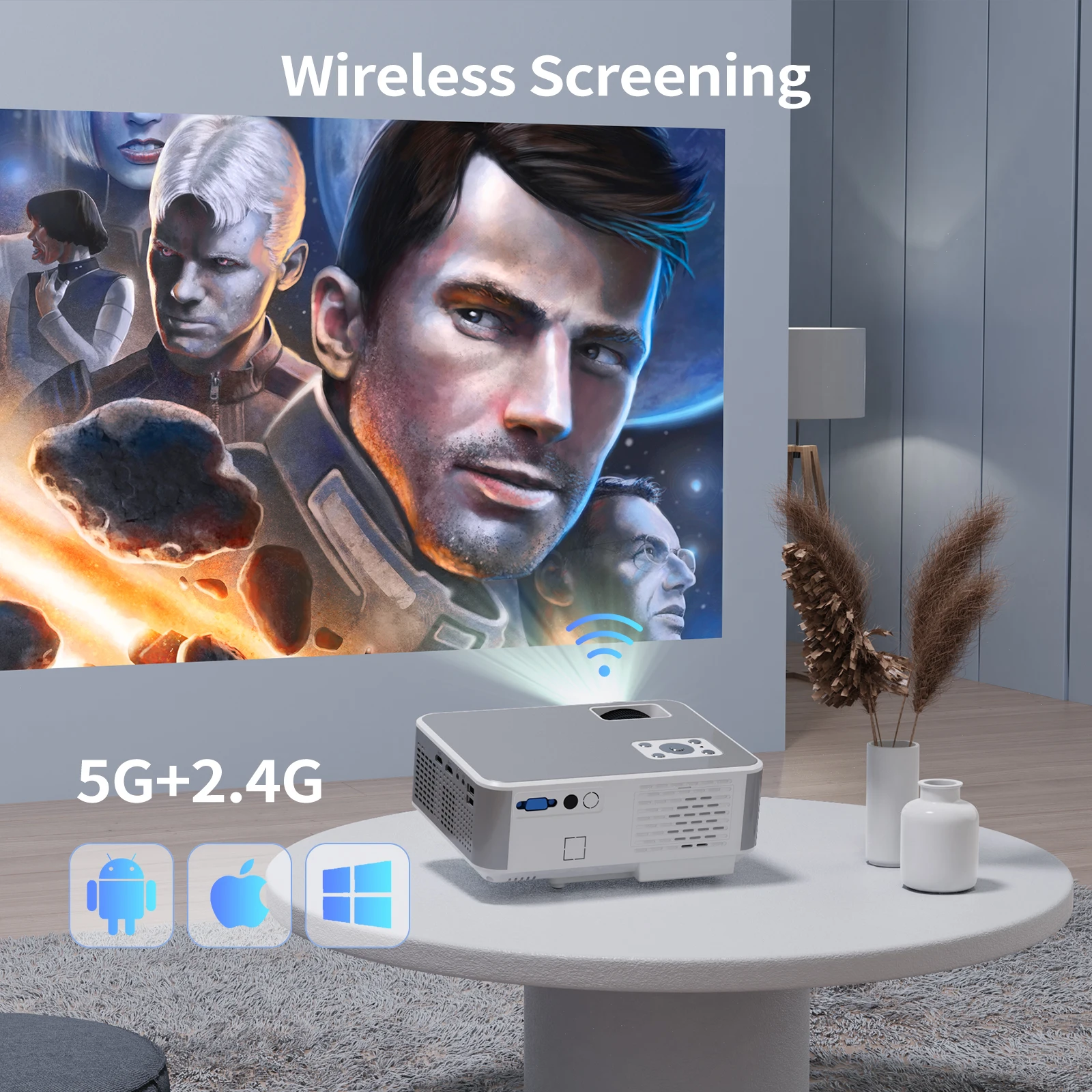 4k Mini Projectors Smart Installation Projector 1080P Video Beamer Screen Mirroring Hd Video Led Boat Projector