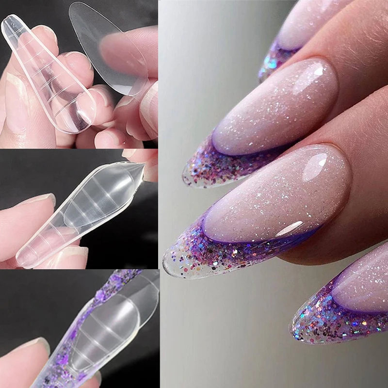 Dual-Nagelformen Set Mit Aufklebern – Wiederverwendbare Silikonformen Für Gel-Nägel, French Maniküre