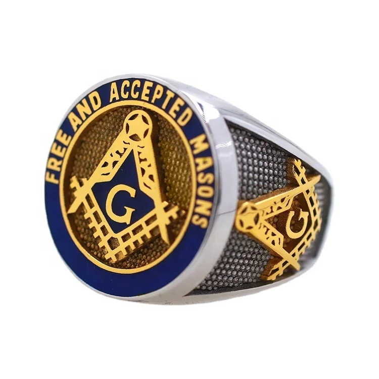 Hotselling Design Custom Plated Gold AG Masonic Freemason free mason 925 sterling silver Copper Masonic Rings for men