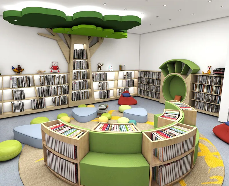 Chiquitos Modern Customized Wooden Kids Library Bookshelf Sofa Seat for ...