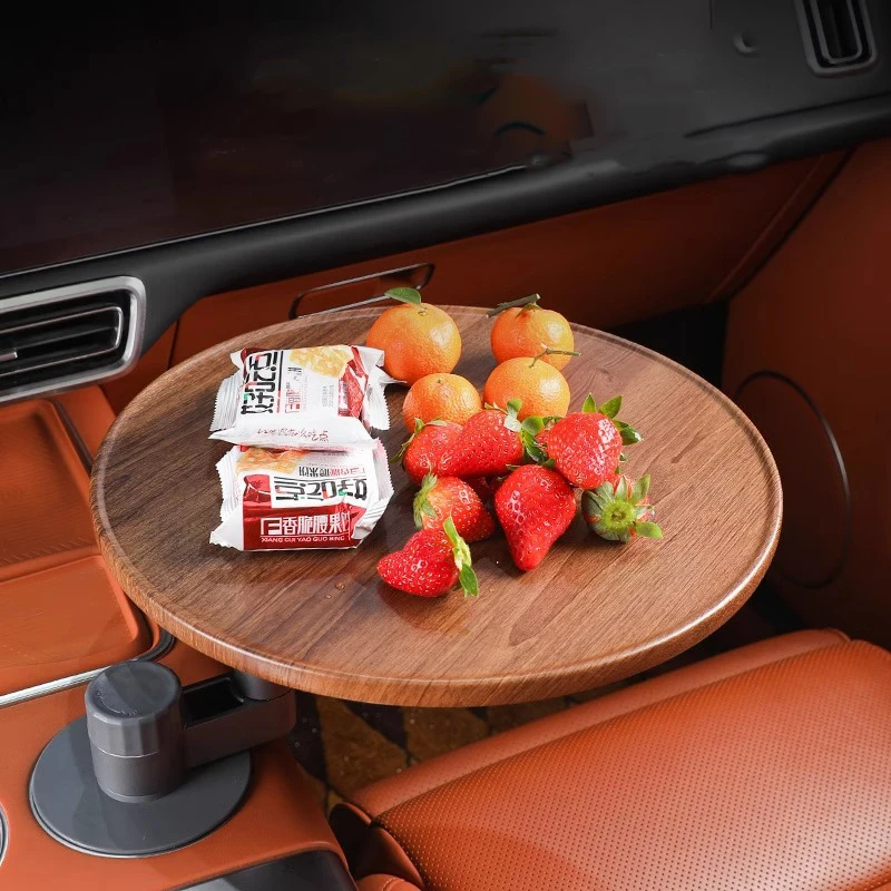 Multifunctional 360 Degree Rotating Aluminium Alloy Auto Cup Rack Car Interior Accessories-Snacks Coffee Food Suspended Table