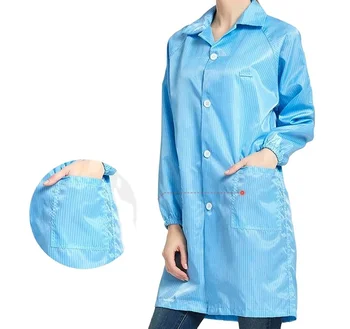 ESD Smock Cleanroom Polyester Antistatic Work Garment Lab Coat ESD Suit Conductive Fiber Drobe