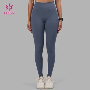 HUCAI Custom High Quality Polyester Spandex 4 Way Stretch Active Workout High Waist Tights Yoga Gym Leggings with Pockets