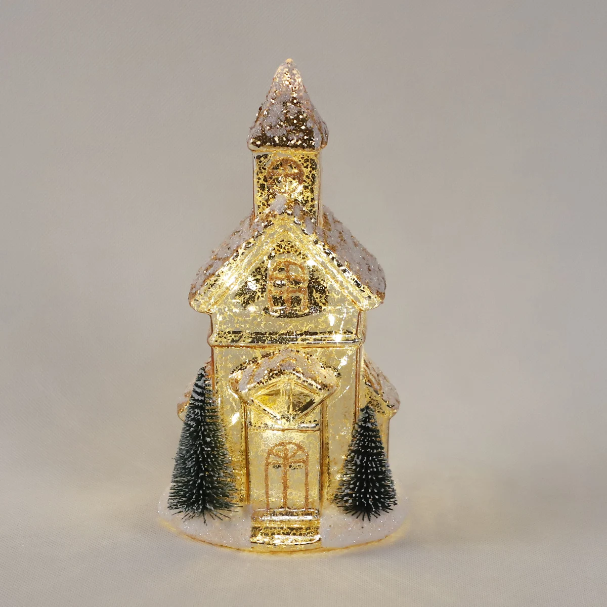 Elegant Holiday Decoration House Shape Glass Decoration With Lights Christmas Village Houses