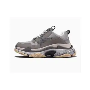 Unisex Platform Sneakers Mesh & Microfiber Upper Clear Rubber Sole Black All Seasons Luxury Trainers with Box