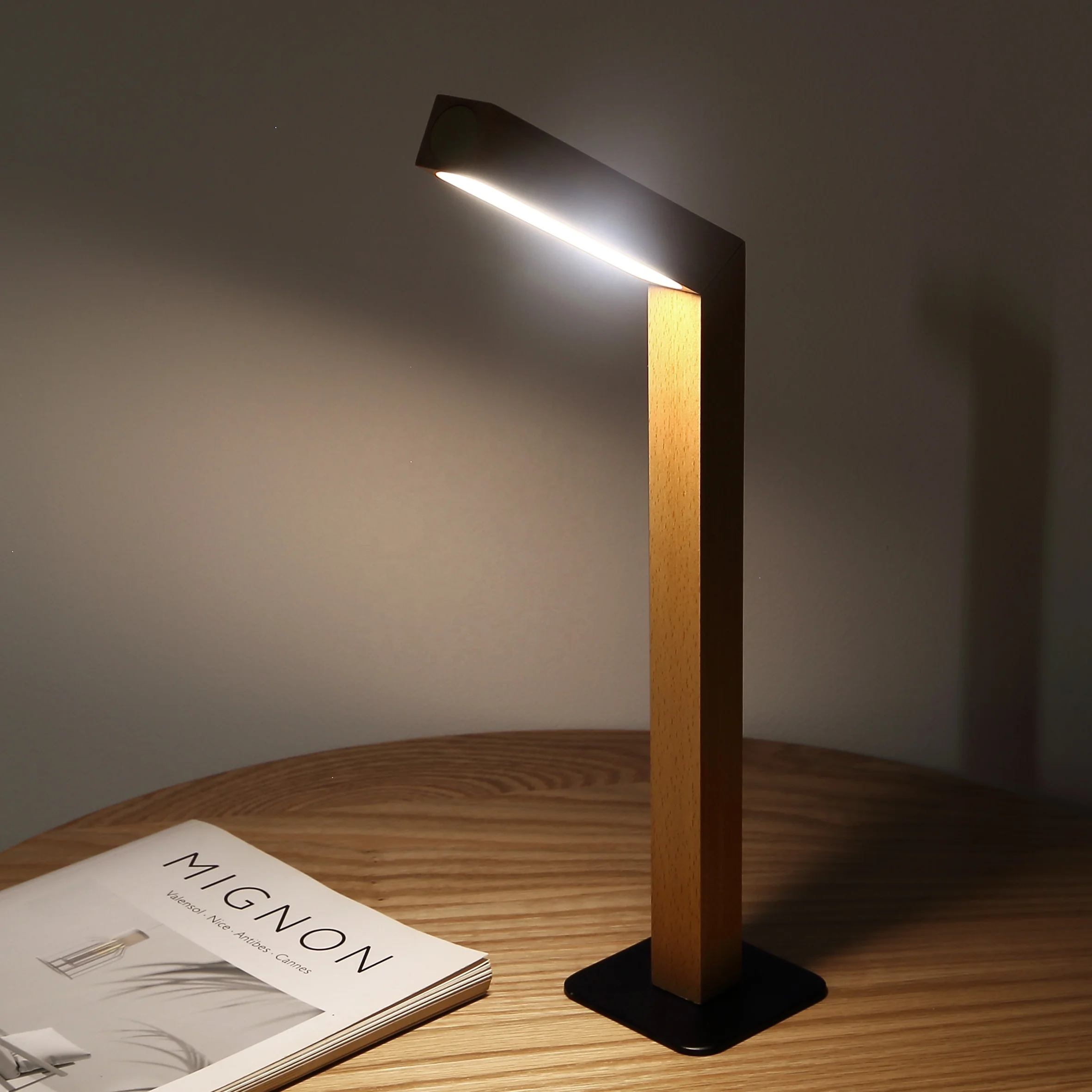 Premium Wooden Rechargeable Table Lamp Magnetic Design, Ambient