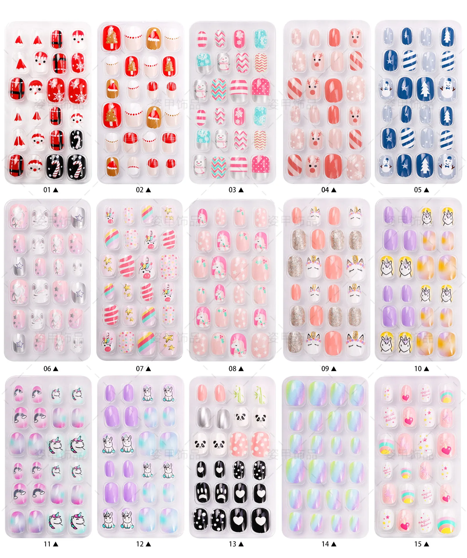 Wholesale Factory Fake Nails For Kids Colorful Rainbow Cute Children ...