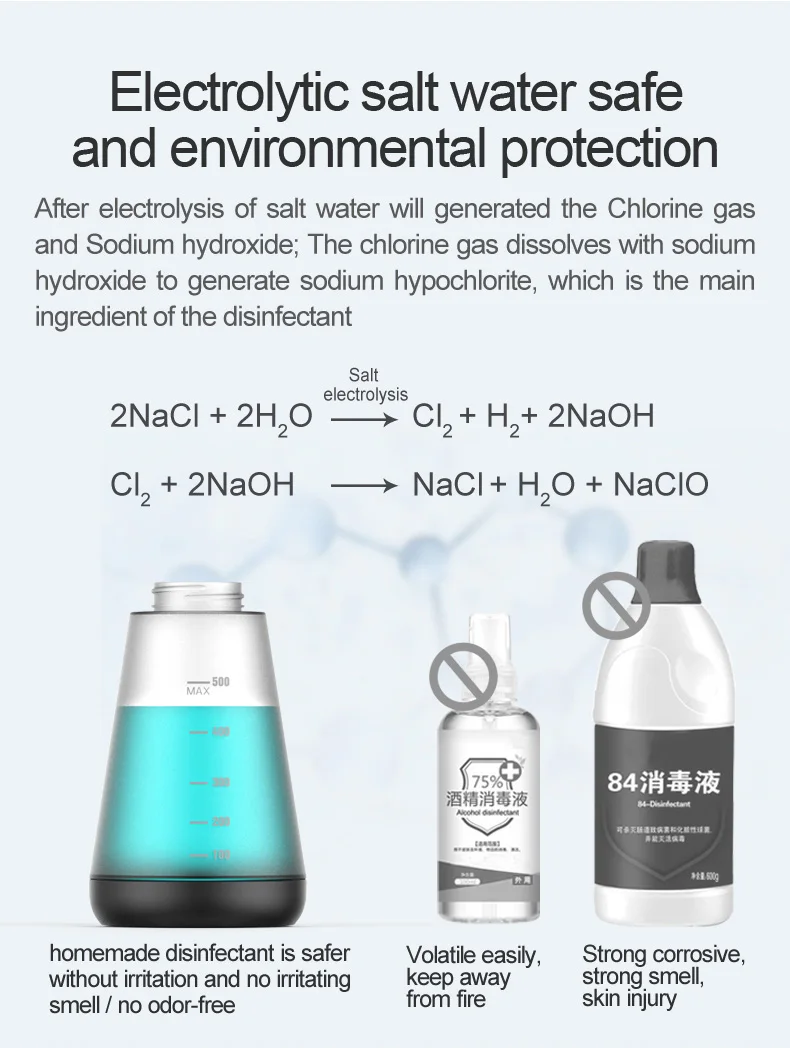 Detergent Sodium Maker Household Cleaning Water Maker Bottle Self-Made Electrolytic Disinfection Water Device Sodium Generator O manufacture