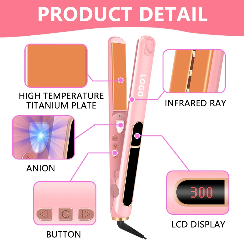 Infrared Ionic Flat Iron LCD Display Hair Straightener Professional Salon Beauty Tools