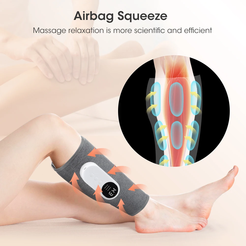 Cordless Rechargeable Circulation and Relaxation Electric Heating Foot Calf Massager Air Compression Leg Massager