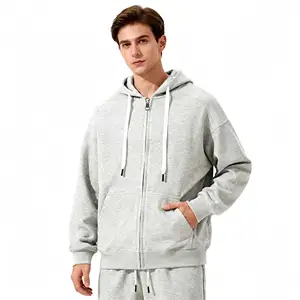 High-quality Unisex Gray Striped Hooded Zip-up Sweatshirt-Cotton Blend Soft Casual Pullover ODM Breathable Anti-Wrinkle