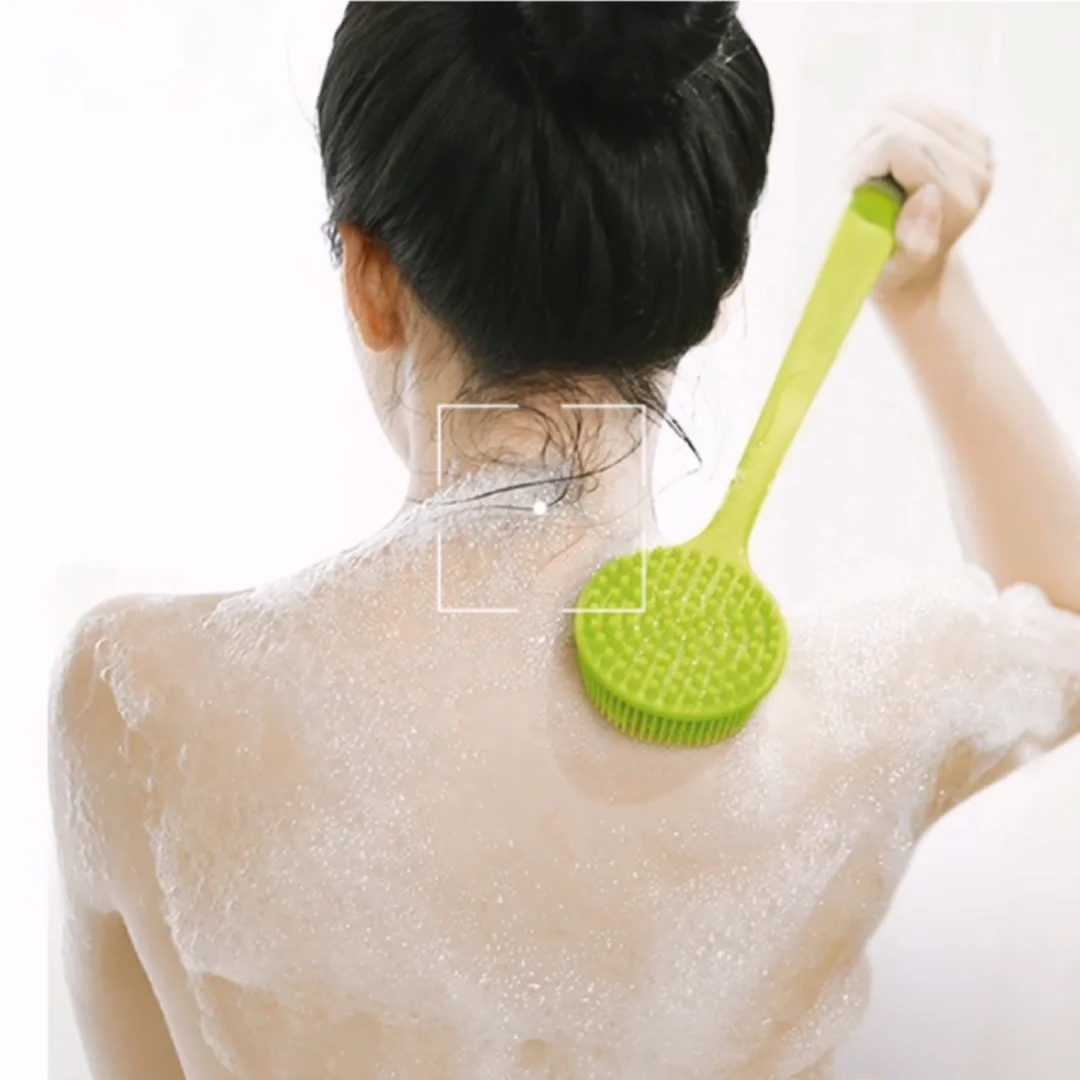 Silicone Bath Body Cleaning Brush Exfoliate Back Brush Long Handle For