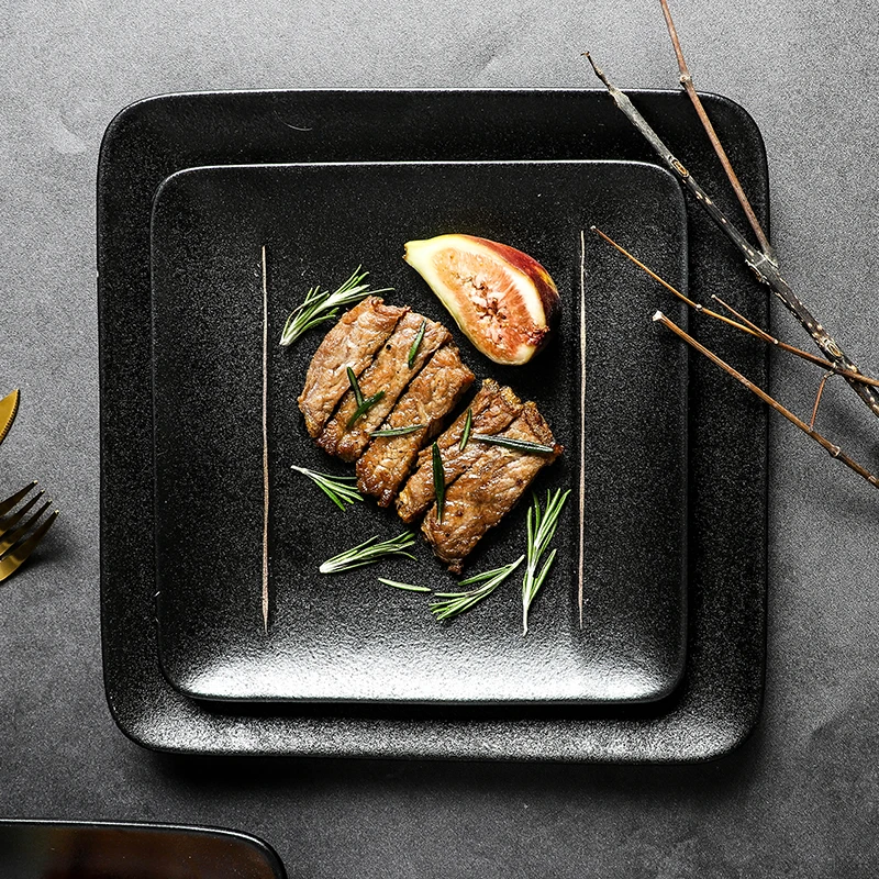 CERAMIC MATTE BLACK DINNERWARE MATTE PLATE BLACK DISH