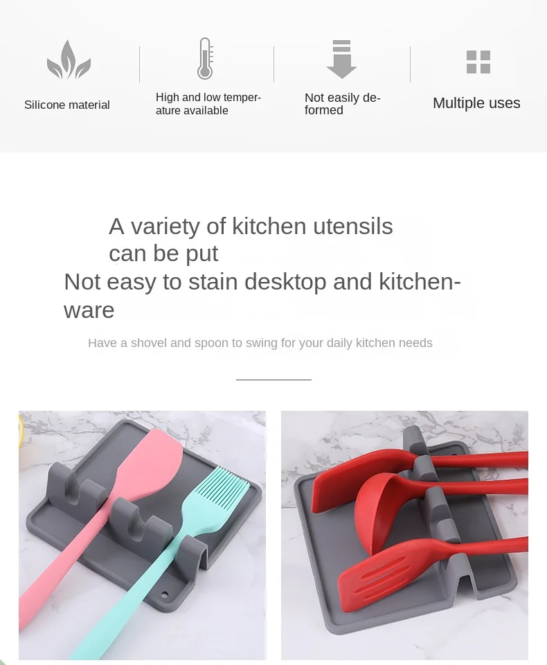 product creative household silicone soup spoon shelf mat kitchen tableware rack tableware storage pad for kitchen kitchenware-15