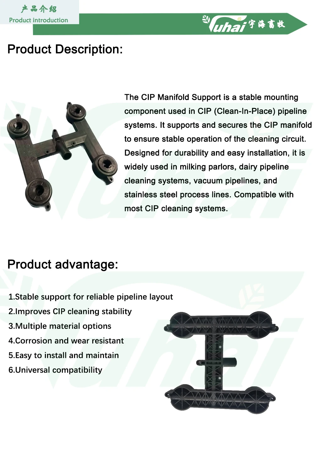 product cip manifold support for dairy pipeline cleaning  milking parlor cip system holder  durable corrosion resistant cip bracket-0