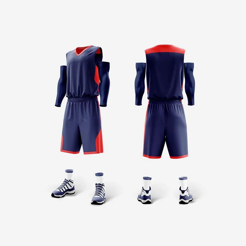 Custom Design Printing Sublimation Basketball Uniform Black and Red Basketball Jersey Design