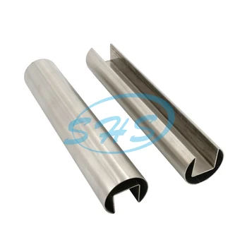 Factory price AISI 304 316 stainless steel slotted pipe stainless round slotted tube with mirror surface for handrail handle