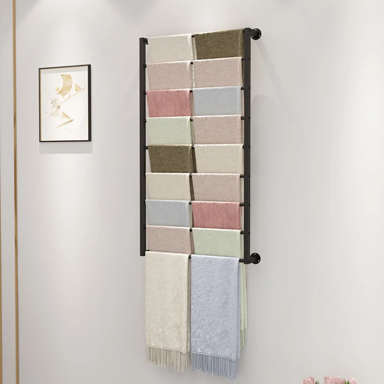 Retail Shop Wall Mounted Gold Metal Rug Carpet Scarf Display Rack ...