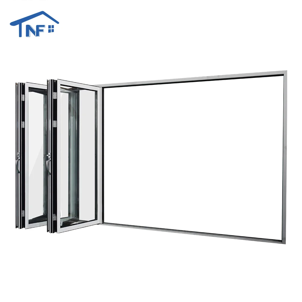 NFRC Patio Soundproof Bifold Doors Foldable Door Tempered Glass Aluminum Sliding Folding Doors