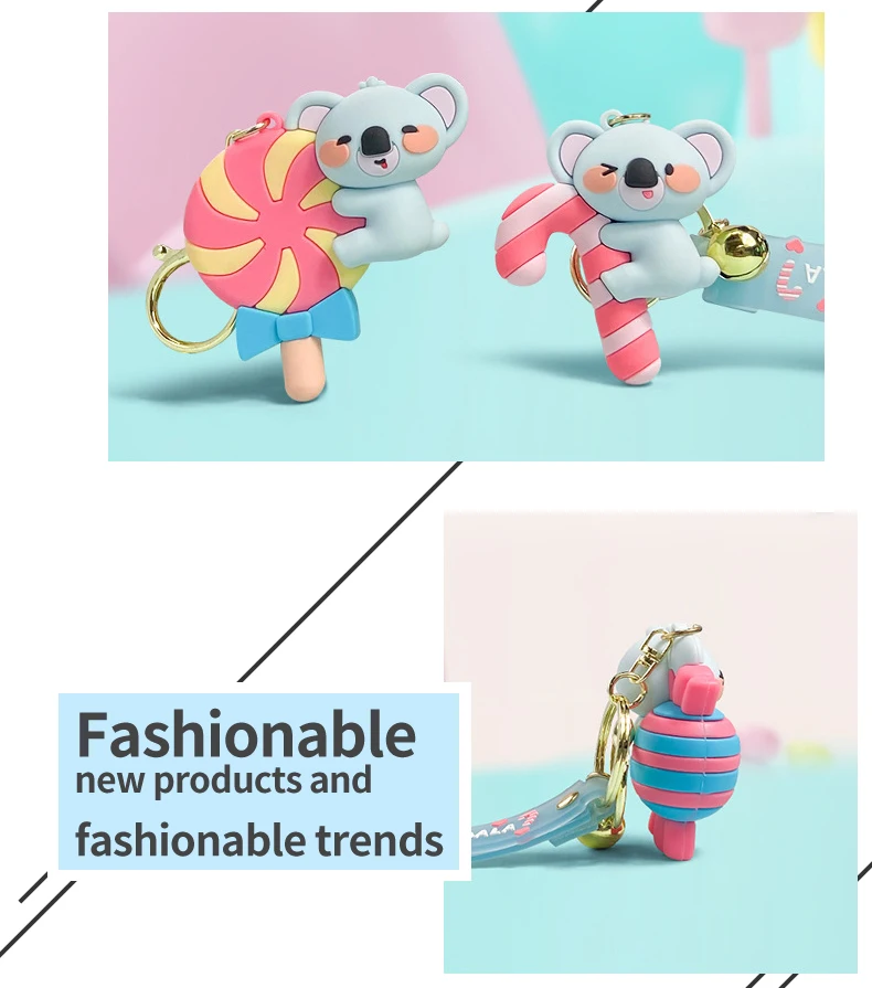 product 4 piece cute koala keychain set soft pvc animal pendant for bags  car keys birthday gifts for women-6