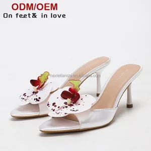4302A-38Elegant Fashion Luxury High Heeled Shoes Open Toe Sexy Flower High Heel Sandals High Quality Thin Heel Slipper for Women