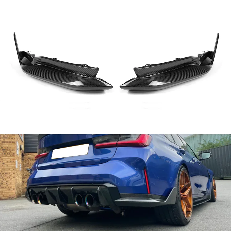 G80 2PCS Rear Bumper Lip Diffuser Splitters Fit For 2021-2023 BMW G80 M3 M4 G82 G83 Sedan MP Style Carbon Fiber