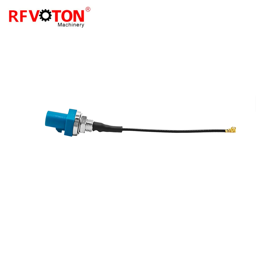 Factory Supply Fakra Z Tye Water Blue Male Plug Macho to U.FL UFL MHF to 1.37mm Jumper Cable Assembly Pigtail Stock in Stock