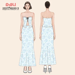 Guangdong Clothing Manufacturer's Custom Logo Apparel High Quality Women's Sexy Lady Dress with Lace Decoration