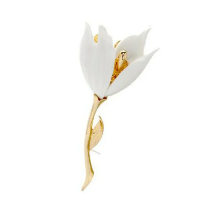 Wholesale factory price elegant fashion design handmade white flower simple brooch pin  BR-005