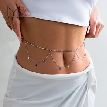 Tassel Layered Gold Body Chains for Women Heart Star Cross Charm Belly Chain Bikini Body Jewelry Chains Wholesale